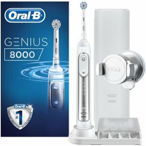 Oral-B Genius 8000 Sensitive White chytrý zubní kratáček stříbrný