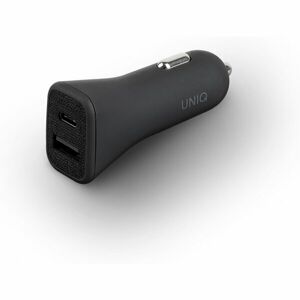 UNIQ Votra Duo nabíječka do auta s USB-C (PD) 18W černá