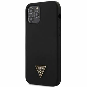 Guess Silicone Metal Triangle kryt iPhone 12/12 Pro 6.1" černý