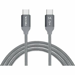 Nevox USB C/USB C kabel 20V/5A (100W) Emark IC, 1m stříbrno šedý